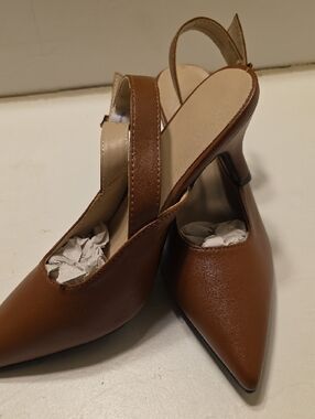 Women's Brown Pointed Slingback Heels